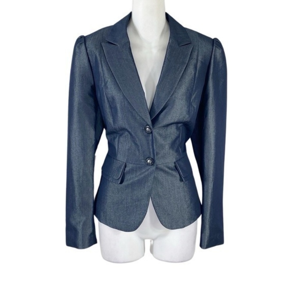 NWT Antonio Melani Bessie Navy Blue Metallic Shine Blazer Jacket 6